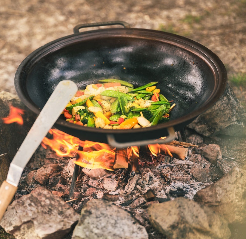 Wokpanne med ben Varmvalset stål 43 cm