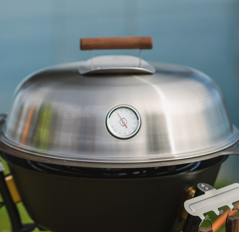 Lokk med termometer Rustfritt 58 cm