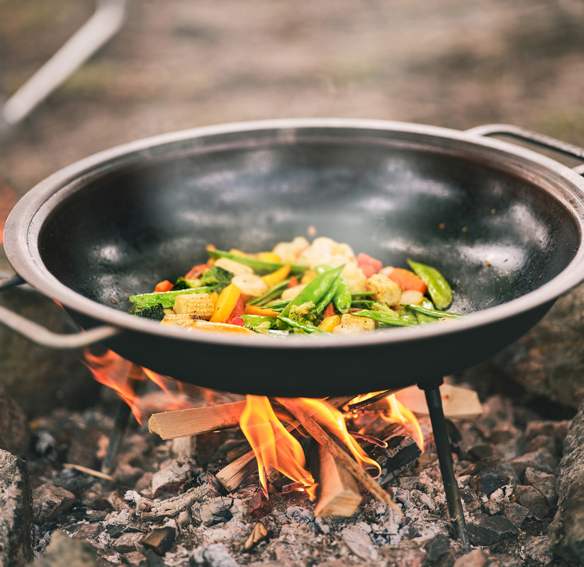 Wokpanne med ben Varmvalset stål 43 cm