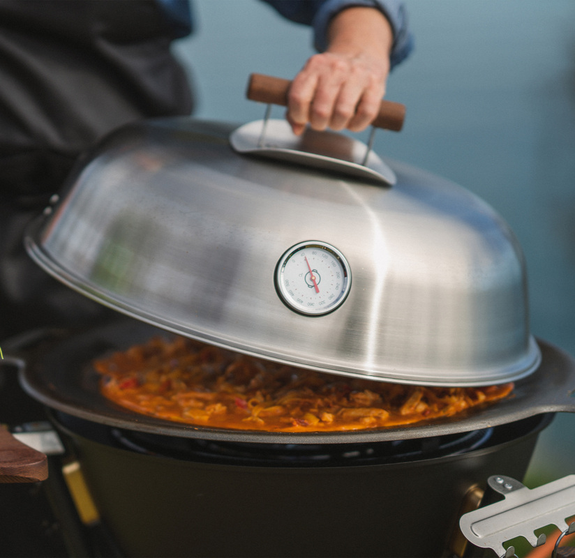 Lokk med termometer Rustfritt 58 cm